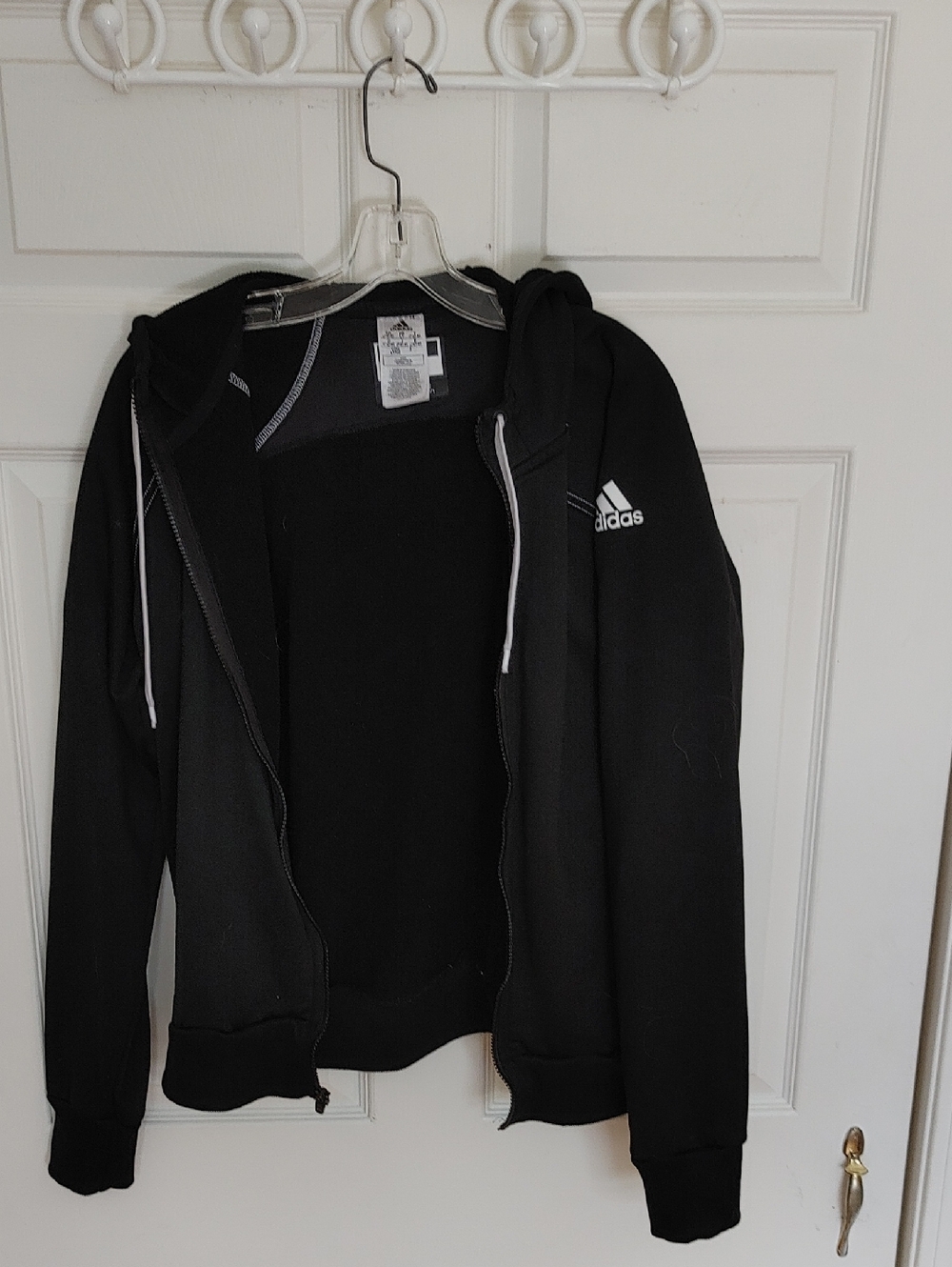 Adidas Black Zip-Up Hoodie with White Accents